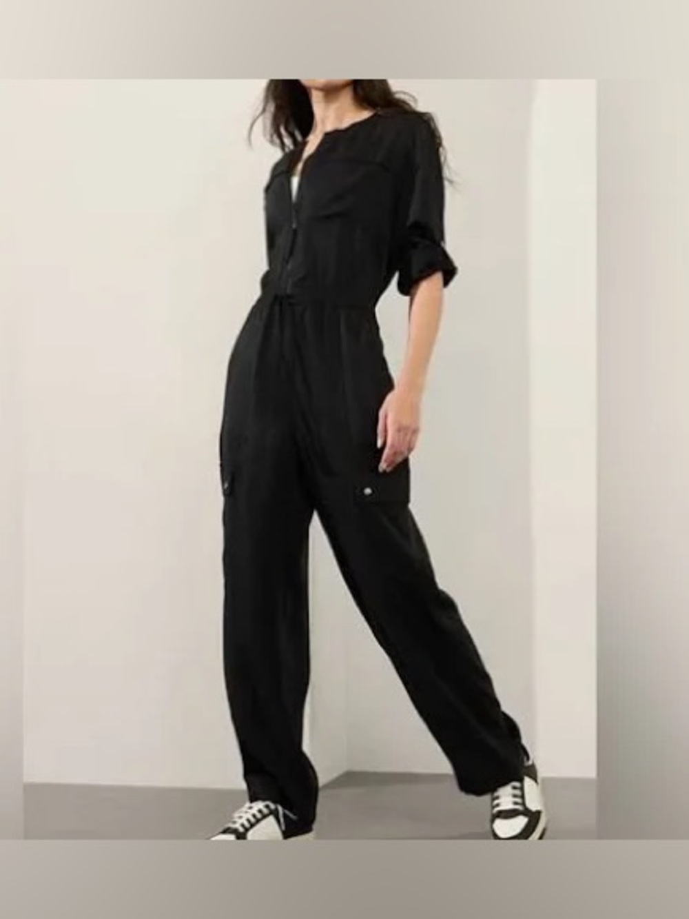 Athleta Celestial Black Utility Jumpsuit - Women size Large